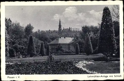 Ak Plauen im Vogtland, Lohmühlenanlage mit Schloss