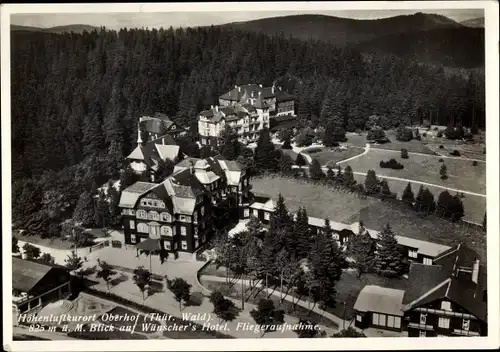 Ak Oberhof im Thüringer Wald, Blick auf Wünscher's Hotel, Fliegeraufnahme