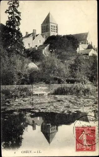 Ak Chécy Loiret, Église, Wasserpartie