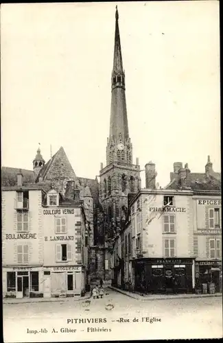 Ak Pithiviers Loiret, Rue de l'Église