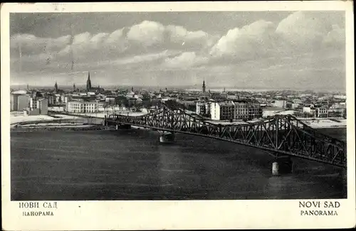 Ak Novi Sad Serbien, Panorama, Brücke