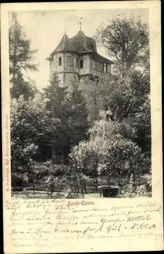 Ak Maulbronn im Schwarzwald, Kloster Maulbronn, Faust Turm