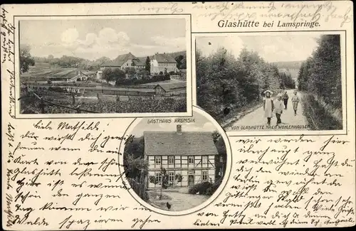 Ak Glashütte Lamspringe in Niedersachsen, Gasthaus Krumsik, Weg nach Wohlenhausen