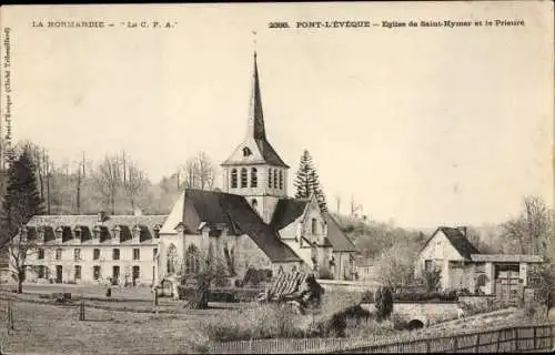 Ak Pont l Eveque Calvados, Eglise de Saint Hymer et le Prieure