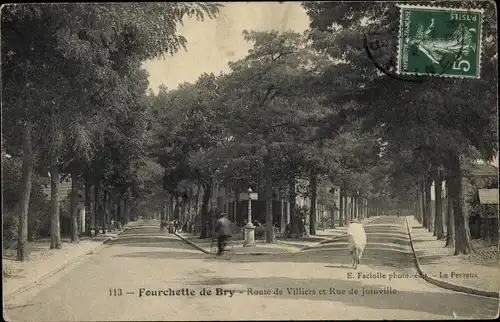 Ak Fourchette de Bry Val de Marne, Route de Villiers et Rue de Joinville