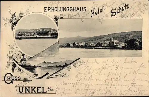 Ak Unkel am Rhein, Erholungshaus Hotel Schulz, Blick auf den Ort