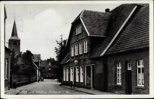 Ak Holtwick Rosendahl in Nordrhein Westfalen, Gasthof Ludwig Vörding, Kirchturm