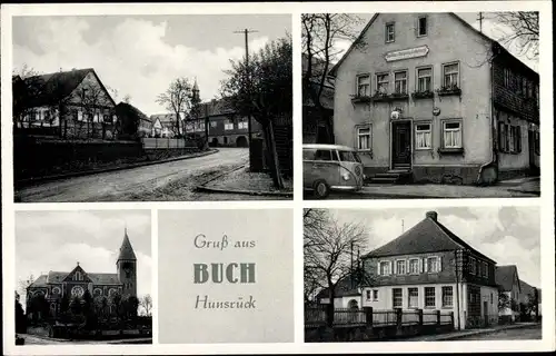 Ak Buch im Hunsrück Rheinland Pfalz, Gasthaus Engelbert Pfahl, Kirche