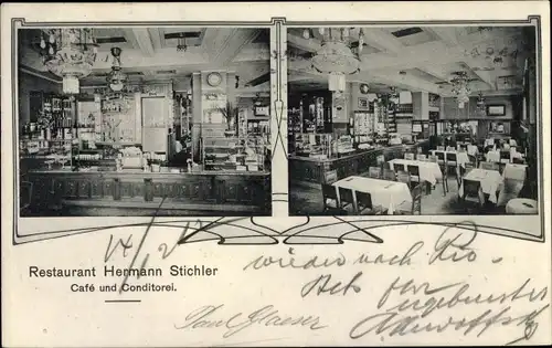 Jugendstil Ak Hamburg, Restaurant Hermann Stichler, Konditorei, Innenansicht