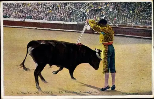 Ak Stierkampf, Corrida de Toros, Un buen par de banderillas