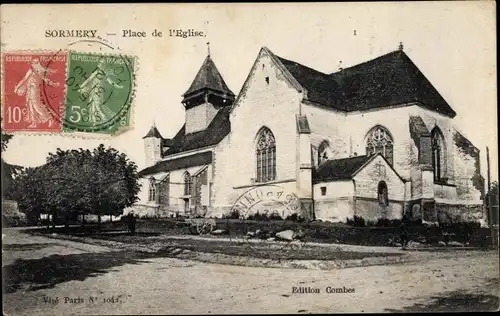 Ak Sormery Yonne, Place de l'Eglise