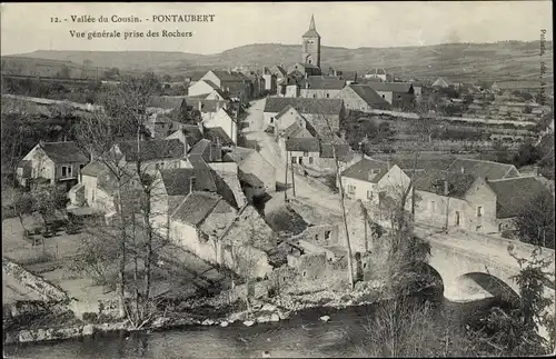 Ak Pontaubert Yonne, Vue generale prise des Rochers