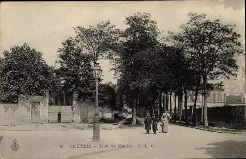 Ak Créteil Val de Marne, Rue du Moulin, Straßenpartie, Tor