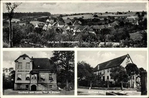 Ak Stachelhausen Baden-Würtemberg, Gasthaus zum Lamm, K. Bürkert, Gasthaus zum Hirsch, Otto Junker