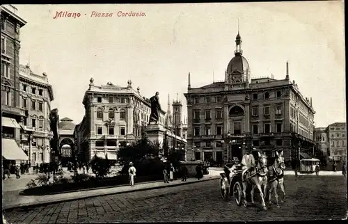 Ak Milano Mailand Lombardia, Piazza Cordusio