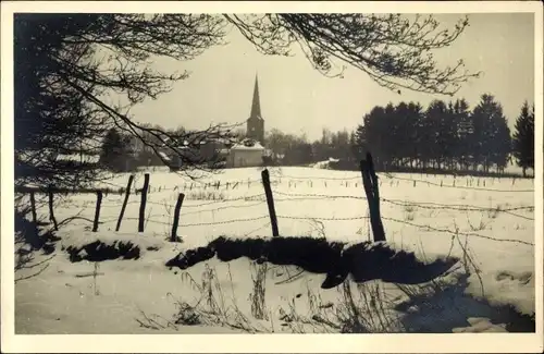 Ak Much Nordrhein Westfalen, Schneelandschaft, Ortsansicht, Feld