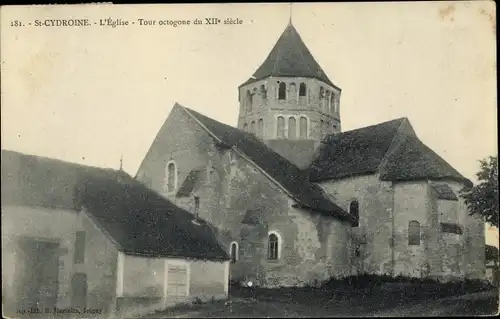Ak Saint Cydroine Yonne, L'Eglise, Tour octogone du XIIe siecle