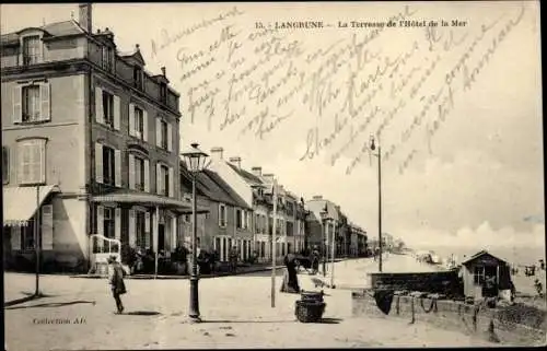 Ak Langrune Calvados, La Terrasse de l'Hotel de la Mer