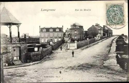 Ak Langrune sur Mer Calvados, Rue du Moulin