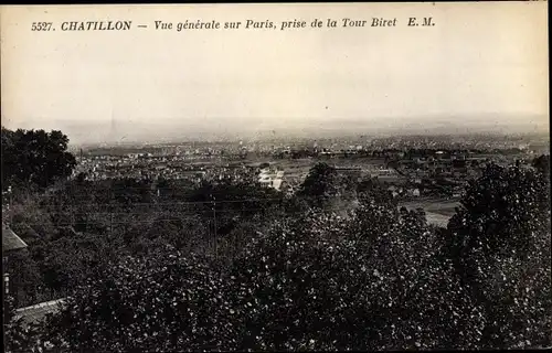 Ak Chatillon Hauts de Seine, Vue générale sur Paris, prise de la Tour Biret