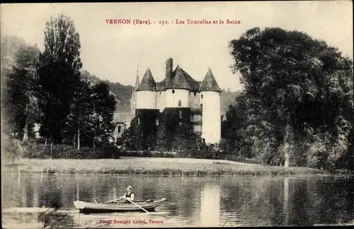 Ak Vernon Eure, Les Tourelles et la Seine