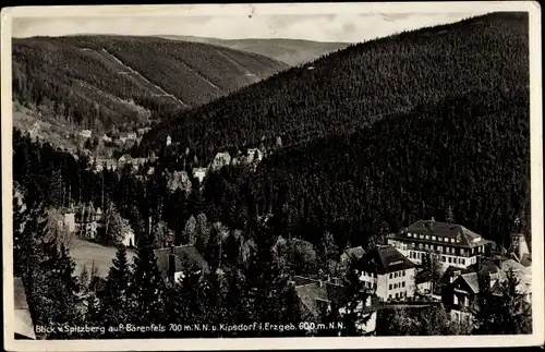 Ak Bärenfels Altenberg im Erzgebirge, Blick vom Spitzberg auf Bärenfels und Kipdsorf