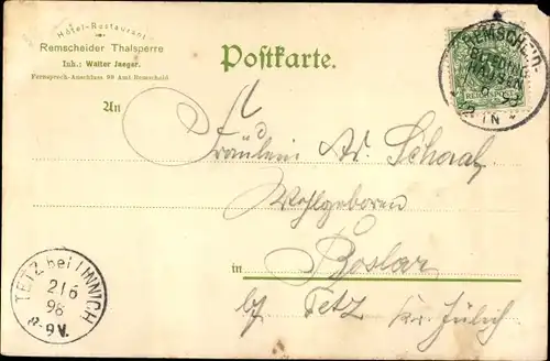 Litho Remscheid im Bergischen Land, Talsperre, Mebusmühle, Stadtwappen