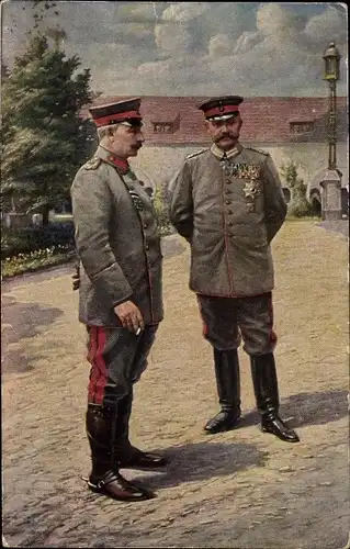 Künstler Ak Generalfeldmarschall Paul von Hindenburg, Kaiser Wilhelm II., Posen, 1915