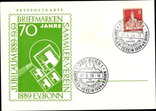Ak Bonn in Nordrhein Westfalen, Briefmarken Sammlerverein 1889 e.V. Bonn, Jubiläum 1959