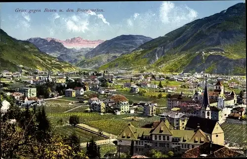 Ak Gries Bozen Südtirol, Panorama, Rosengarten