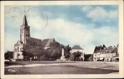 Ak Quarre les Tombes Yonne, La Place et l'Eglise