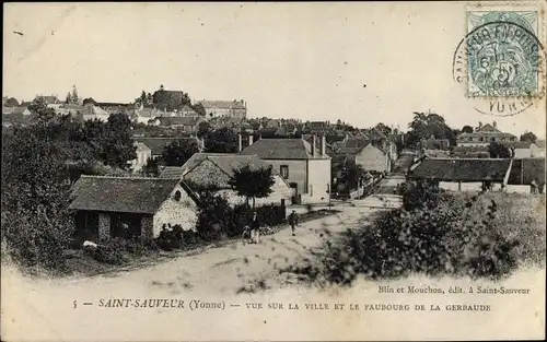 Ak St Sauveur en Puisaye Yonne, Vue sur la Ville et le Faubourg de la Gerbaude