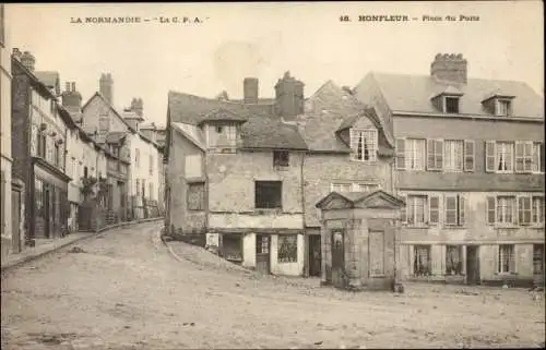 Ak Honfleur Calvados, Place du Puits