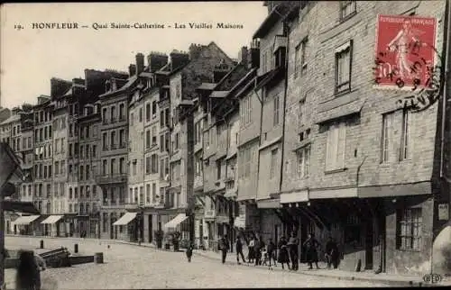 Ak Honfleur Calvados, Quai Sainte Catherine, Les Vieilles Maisons