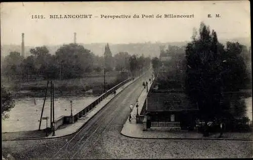 Ak Billancourt Hauts de Seine, Perspective du Pont de Billancourt