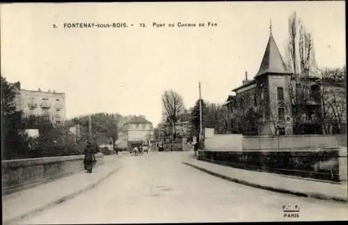 Ak Fontenay sous Bois Val de Marne, Pont du Chemin de Fer