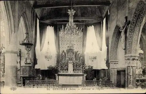 Ak Gentilly Val de Marne, interieur de l'Eglise, Innenansicht, Kirche