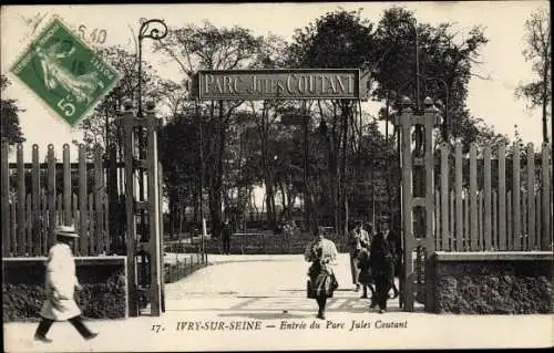 Ak Ivry sur Seine Val de Marne, Entree du Parc Jules Coutant