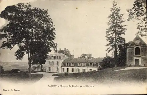 Ak Saint Just Eure, Chateau du Rocher et la Chapelle