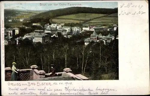 Ak Bad Elster im Vogtland, Blick von der Cotta Terrasse auf die Stadt