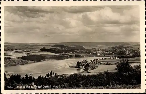 Ak Oelsnitz Vogtland, Elsterstausee mit Blick auf den Ort