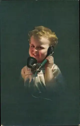 Ak Kind mit Telefonhörer, Novitas Nr. 656/2