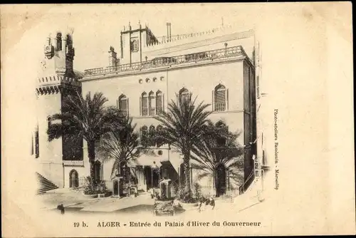 Ak Algier Alger Algerien, Entrée du Palais d'Hiver du Gouverneur