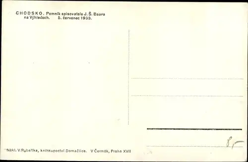 Ak Vyhledy Holýšov Region Pilsen, J.S. Baar Denkmal