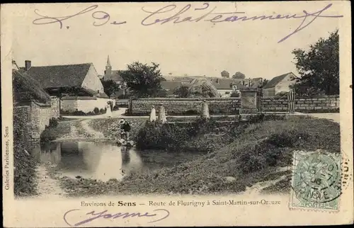 Ak Sens Yonne, Route de Fleurigny a Saint Martin sur Oreuze
