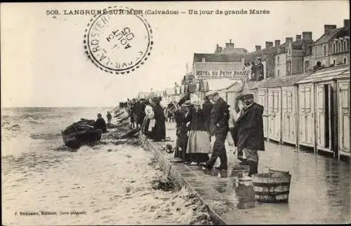 Ak Langrune sur Mer Calvados, Un jour de grande Maree, Uferpartie