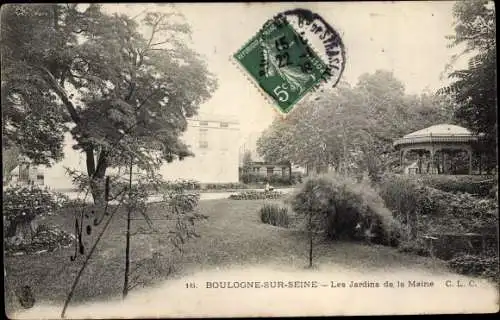 Ak Boulogne sur Seine Hauts de Seine, Les Jardins de la Mairie