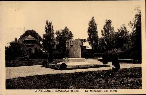 Ak Chatillon sous Bagneux Hauts de Seine, Le Monument aux Morts