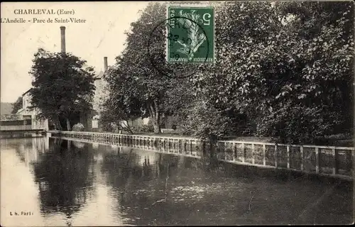 Ak Charleval Eure, L'Andelle, Parc de Saint Victor