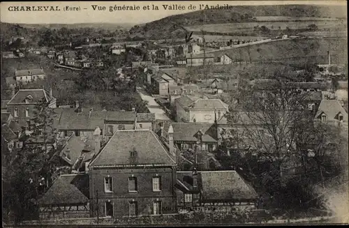 Ak Charleval Eure, Vue générale, Vallée de l'Andelle